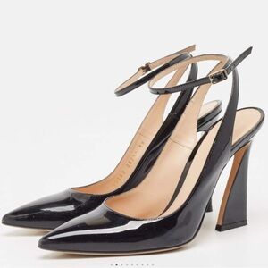 Black patent Aura sling back heels